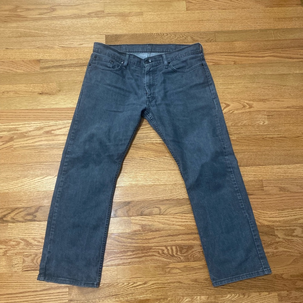 Levi's 514 0435  Straight Mens Black Jeans Label STRETCH Denim Sz 38x30